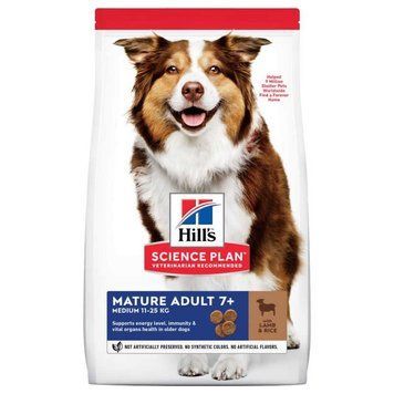 Hill's Science Plan Mature Adult 7 + Medium with Lamb & Rice - сухий корм з ягням і рисом для собак середніх порід старше 7 років 604379 фото
