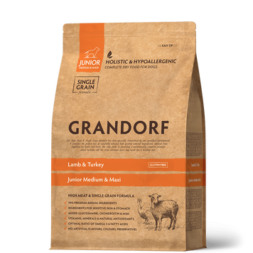 Grandorf Lamb & Turkey Junior Medium Maxi Breeds 10 кг - сухий корм з ягням та індичкою для юніорів з 4-х місяців 92110 фото