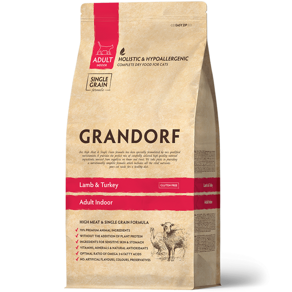 Grandorf Cat Lamb & Turkey Adult Indoor 400 г - сухий корм з ягням та індичкою для дорослих котів 83140 фото