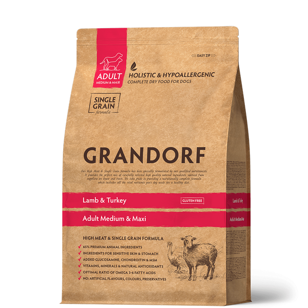 Grandorf Lamb & Turkey Adult Medium Maxi Breeds 10 кг - сухий корм для собак середніх і великих порід від 1 року 94110 фото