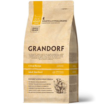 Grandorf Cat 4 Meat Adult Sterilized 2 кг з пробіотиками- сухий корм для стерилізованих котів з 4-ма видами м'яса 82702 фото