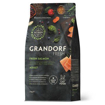 Grandorf FRESH SALMON & SWEET POTATO ADULT CAT - Беззерновий сухий корм для дорослих котів лосось з бататом, 2 кг 83802 фото