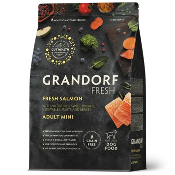 Grandorf FRESH SALMON & SWEET POTATO ADULT DOG MINI - Беззерновий сухий корм для дорослих собак малих порід з лососем та бататом, 3 кг 93903 фото